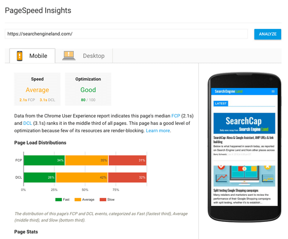 page speed insights